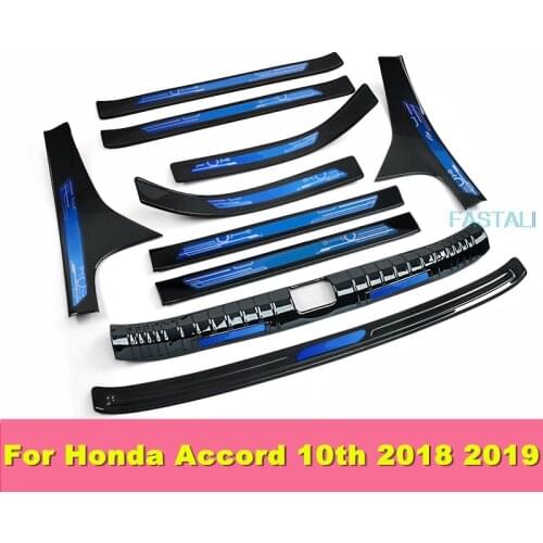 For Honda Accord 10th 2018 2019 car door welcome pedal built-in external modified stainless steel door sill car accessories