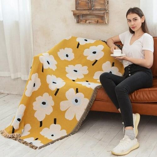 Flower Sofa Throw Blanket Cotton Thread Knitted Blanket With Tassel Geometry Bohemian Sofa Cover Bed Blanket Home Decor picnic