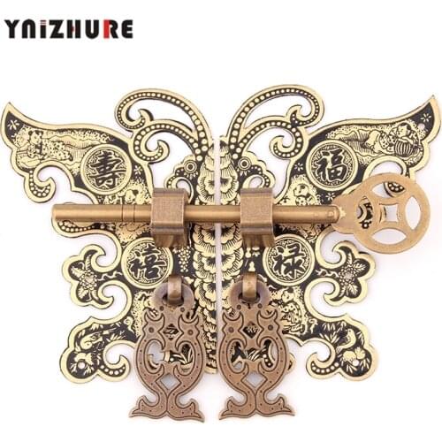 14mm Chinese Antique Door Handle Wardrobe Bookcase Furniture Pure Copper Handle Pull Ring Butterfly Fancy Handle
