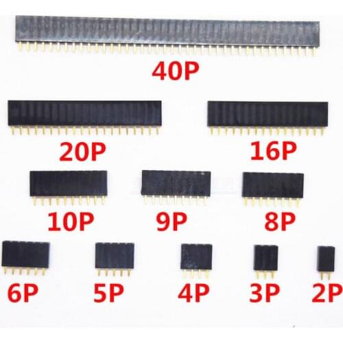 2.54mm Pitch 2/3/4/5/6/7/8/9/10/12/16/20/40 Pins Single Row Male Pin Header Strip Black