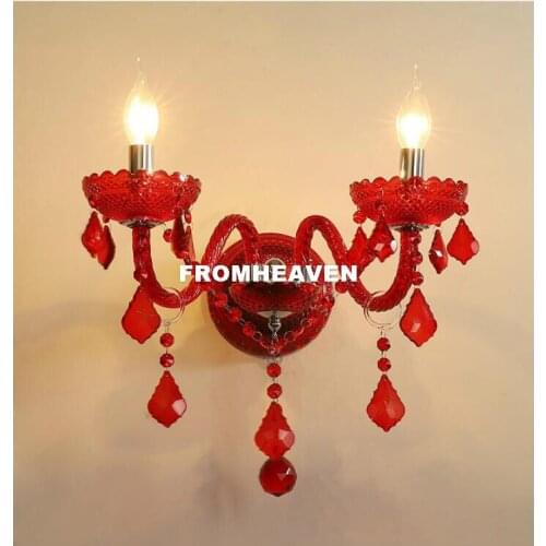 Modern Crystal wall lamp Modern Living Room Crystal Wall light Red Color Beside Crystal Wall Lighting Decor Crystal Wall Sconce