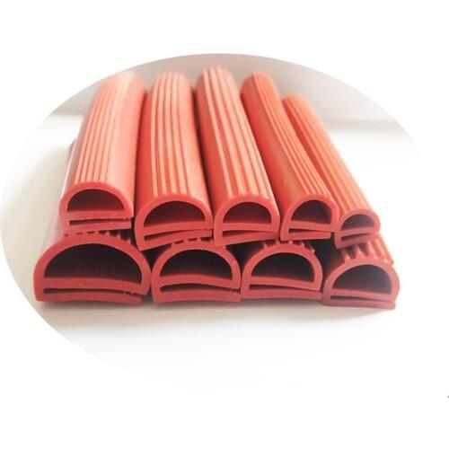 E Shape Silicone Rubber Sealing Strip Oven Door Seals High Temperature Heat Resistant Strip Red