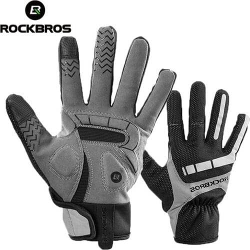 ROCKBROS Autumn Winter Cycling Gloves Touch Screen Windproof MTB Bicycle Gloves Warm Thermal Outdoor Sport Glove Bike Accessorie