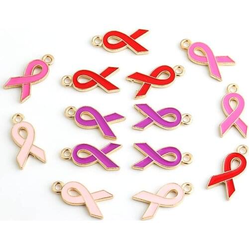 Xinyao 10pcs/Lot New Product Alloy Drop Oil Red Ribbon Pendant For DIY Bracelet Earrings Necklace Accessories
