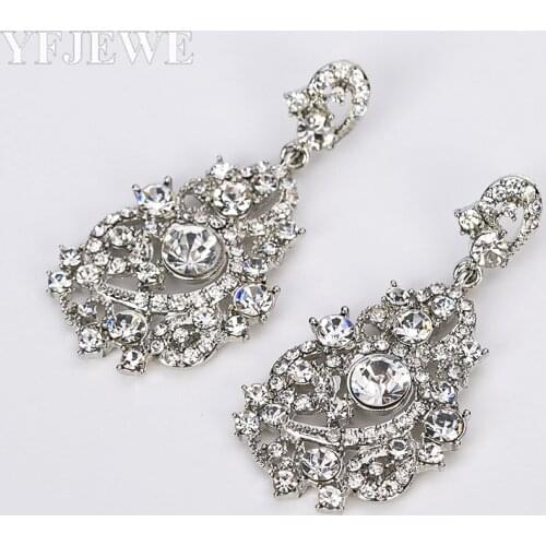 YFJEWE New Style Statement Luxurious Big Dangle Micro Paved CZ Crystal Flower Drop Earrings for Women Bridal Wedding Brincos