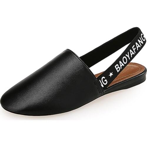 Female Slippers Mules Shoes Flat Slingbacks Woman Sandals Summer Shoes Round Toe Slip On Women Slides Black Red Plus Size 2020