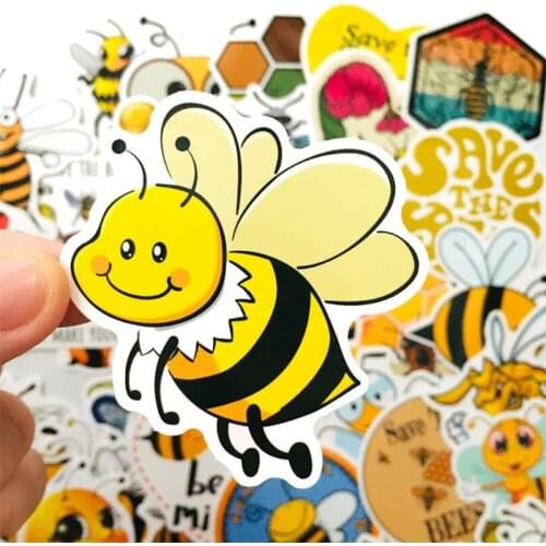 10/30/50PCS cartoon cute little bee graffiti toy waterproof suitcase scooter helmet decoration waterproof sticker wholesale