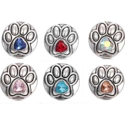 10pcs/lot Heart Snaps Jewelry Paw Snap Buttons Fit 18mm Snap Bracelet Bangle for DIY Women Men Jewelry