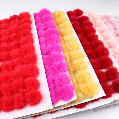 2.5 Cm Colorful Plush Ball Crafts Real Plush Jewelry Fox Fur Ball Fluffy Keychain Hairpin Diy Material Bag Handmade Accessories