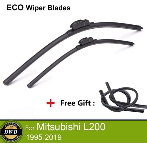 2Pcs ECO Wiper Blades for Mitsubishi L200 1995-2019, Free gift 2Pcs Rubbers, Exact Fit Windscreen Wipers