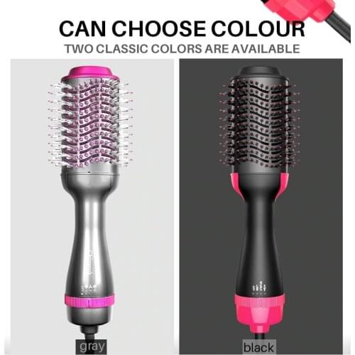 2 IN 1 One Step Hair Dryer Hot Air Brush Hair Straightener Curler Comb Roller Electric