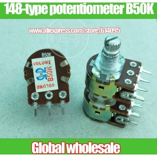 3pcs 148-type quadruple potentiometer B50K / handle length 12MM / knurled shaft / 12 feet