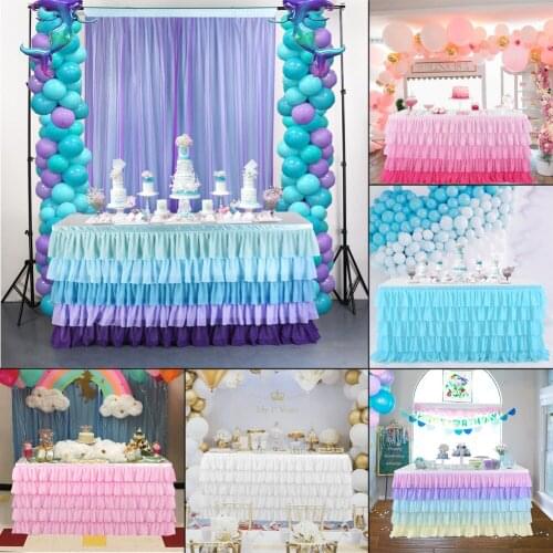 5 Layer Tulle Table Skirt Tableware Baby Shower Birthday Party Decorations Banquet Wedding Home Party Supplies