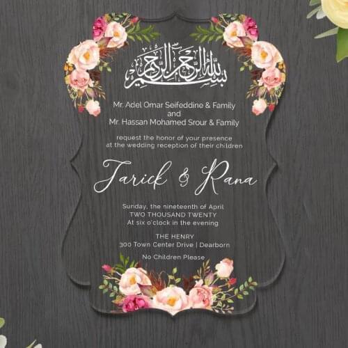 20pcs Clear Acrylic Wedding Invitations Cards European style Wedding Invites Card with Pearl Envelope, Custom printable