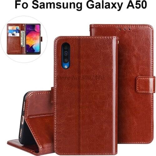 Free Shipping For Samsung Galaxy A50 Silicon Case Wallet Retro Style Leather Phone Case for Samsung Galaxy A50 Flip Case Cover