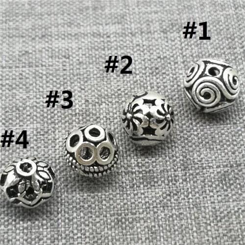 5 Pieces 925 Sterling Silver Round Beads 8mm Flower Spiral Swirl Style