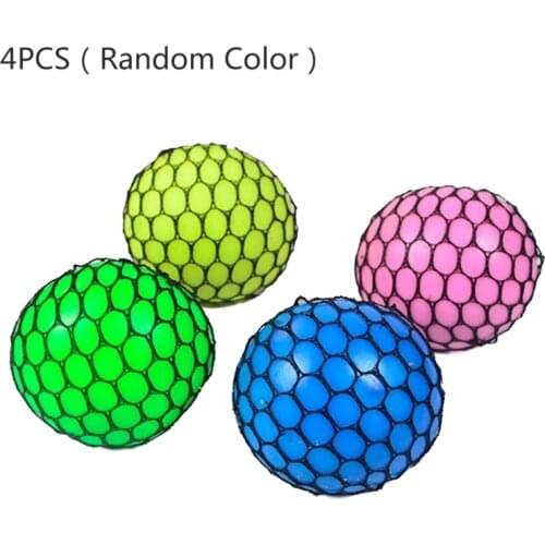 J60B Quality& Durable Anti-stress Mesh Squishy Grape Balls Fidget Toys Stress Relief Party Gifts for Kids and Adults 4 Pack