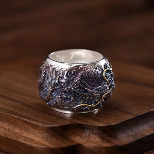 China Dragon Flourishing Age Pure Silver 999 Teacup Handmade Relief Pattern Ceremony Drinkware Teaware Kungfu Puer Cups Gifts
