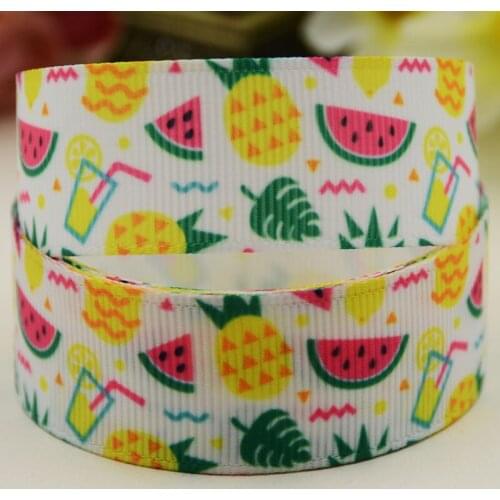22mm 25mm 38mm 75mm Fruit Cartoon pattern printed Grosgrain Ribbon party decoration 10 Yards X-04199