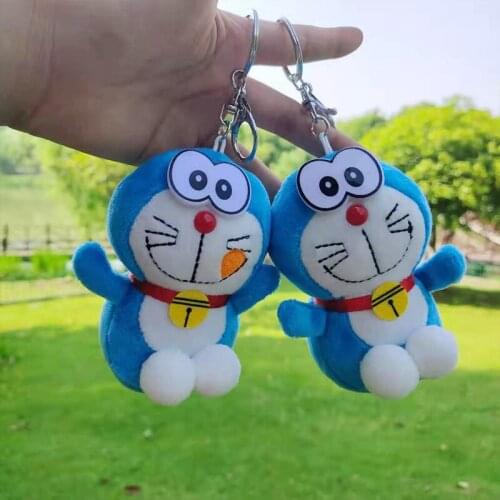 Creative Cute Doraemen Key Chain Pendants Kawaii Cat Plush Toys Backpack Schoolbag Cartoon Anime Doll Stuffed Toy For Children