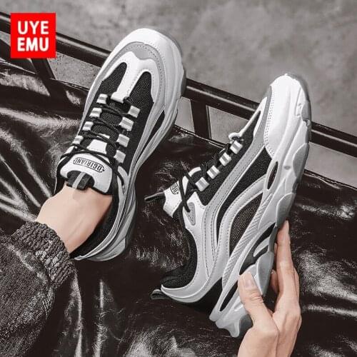 UYEEMU Mens Running Shoes 2021 New Fashion Summer Labor Insurance Casual Breathable Mesh Youth Increased Sports Shoes Size39-44