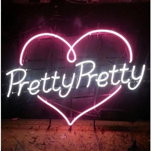 Gamystye neon Pretty with heart Neon Bulbs Sign Neon Light Sign for Home Beer Pub Handcrafted love Glass Tube Custom Size Design