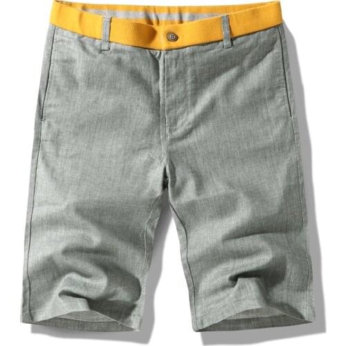 The New Summer Cotton Linen Shorts for Men Are Red, Grey Yellow Plus Size 29-40 Мужские шорты メンズショーツ 남성용 반바지