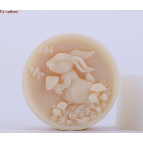 New Cartoon Pattern Bunny Mushroom DIY Handmade Soap Silicone Mold Round Soap Stome Mold Silicone Liquid Crafts Chocolate Mold