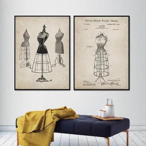 Retro Dress Forms Couture Canvas PaintingModular Nordic Style Posters Print Wall Art Pictures Fashion Sewing Room Home Decor