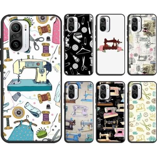 Sewing Machine Scissors Buttons For POCO X3 M3 F1 F2 Pro Case For Xiaomi Mi 11 8 9 9T 10T Pro A1 A2 Mi Note 10 Lite Cover