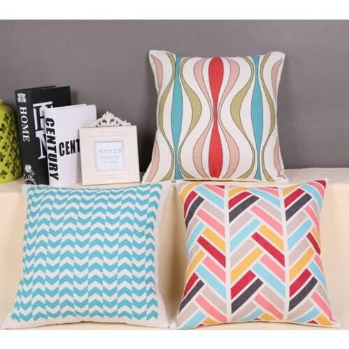 Nordic Geometrics Waves Arrow Red Blue Home Decorative Pillow For Sofa Fashionable Cotton Linen Cushion Cover Capa de Alomofada