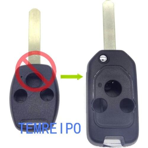 3 Buttons Uncut Blade Folding Flip Remote Key Shell Cover For Honda Accord Insight CRV Civic Odyssey Pilot Ridgeline