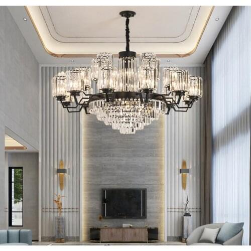 Modern Crystal Pendant Lamp Black Chandelier Decora Pendant Lamps Bedroom Living Room Dining Room Hotel Home Decor Hanging Lamps