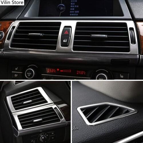 Car Styling Strip Air Conditioning vent Panel frame Decorative Cover Trim Auto Inner Accessories Sticker for BMW X5 X6 E70 E71