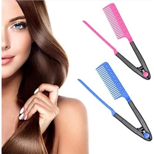 V Type Washable Folding Hair Straightener Comb DIY Salon Hairdressing Brush Hold Tongs Styling Tool Hair Accessories