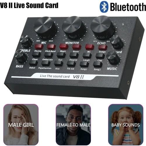 V8-II Audio USB External Sound Card Headset Microphone Webcast Personal Entertainment Streamer Live Broadcast for Phone Computer