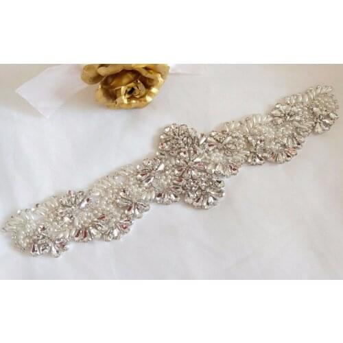 Gorgeous Clear Rhinestone Crystal Applique For Bridal Accessories Wedding Dress Sash Haute Couture Costume Embellishment