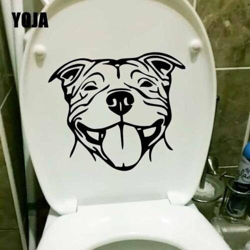 YOJA 22.6X19.1CM Staffy Staffordshire Bull Terrier Staffie Dog Toilet Decal Wall Sticker Home Decor T5-1417