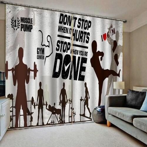 Gym Curtains Sports Fitness curtains For Living room bedroom Window Curtains Drapes 2 Panel Grommet Top (left and right Side)