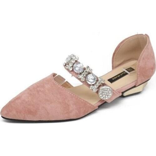 2021 New Women Flats Pointed Toe Crystal Lady Flat Heel Shoes Slip on Loafers Office Lady Elegant Shoes Soft Sole Comfortable