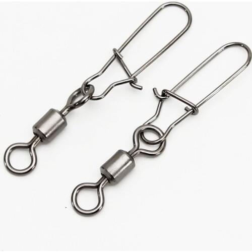 10pcs/lot High quality Fishing Connector Pin Bearing Rolling Swivel Stainless Steel with Snap Fishhook Lure Tackle 14# - 4O