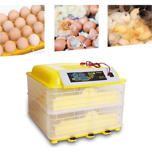 12V + 220V Digital Egg Incubator 112 Eggs Poultry Hatcher Machine with Fan Egg Turner LCD Temperature Humidity Alarm Function