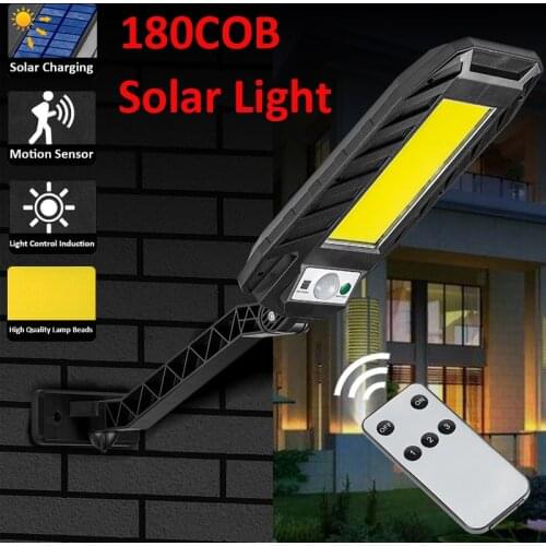 180COB Solar LED Street Light Outdoor PIR Motion Sensor Wall Solar Lamp Waterproof Solar Powered Remote Control Garden Light