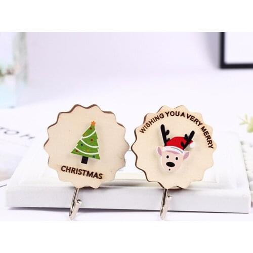 2021 Christmas Storage Hook Free Nail Single Wall Hooks Decorative Elk 3D Wall Hook Key Hair Pin Holder Decorative Home