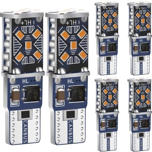 6PCS W5W T10 LED Bulbs Canbus 15SMD 12V 6000K White 194 168 Car Interior Map Dome Lights Parking Light Auto Signal Lamp 12v
