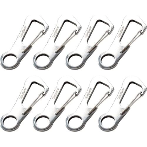 8PCS QingGear Multifunctional Spring Clasps Bottle Opener Backpack Clip Keychain Carabiner Metal Hooks Tactical Survival Gear