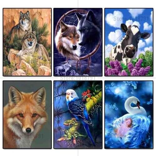 5d diy diamond painting Wolf Animal Cross Stitch Diamond embroidery Rhinestone mosaic Wall stick Home Decoration