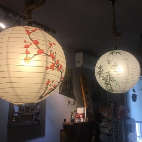 Bamboo Round Paper Lantern Lamp Shade Chinese Oriental Style Light Restaurant Wedding Party Home Decor Gifts