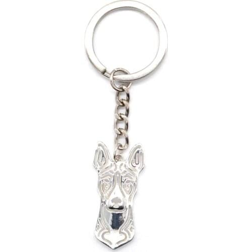 Jewelry Alloy Pet Dog Shaped Key Chains Unisex Metal Basenji Pendant Key Chains