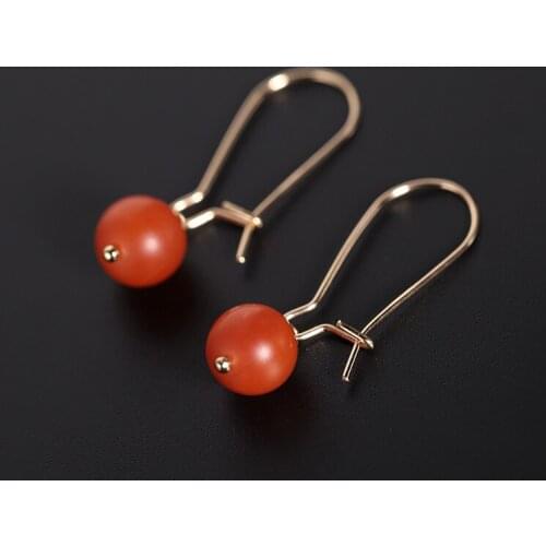 DAIMI Baoshan South Red Agate Earrings Women’s Natural 14K Gold Injection Earrings